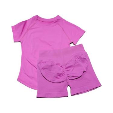 Imagem de Conjunto Esportivo Feminino De Secagem Rápida Sem Costura 2 Peças: Top