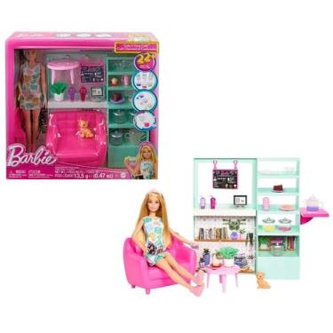 Imagem de Boneca Articulada Barbie Loja de Cha Autocuidado Com 20 Acessórios e P