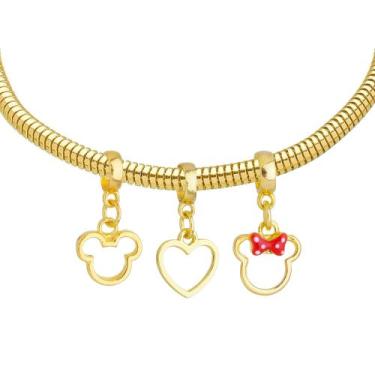 Imagem de Pulseira Ratinho Berloque Banhado a Ouro 18k - Disney, 18 cm (pulso 16