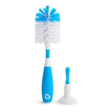 Imagem de Escova com Ventosa e Cabo Flexível Mamadeira Munchkin Azul