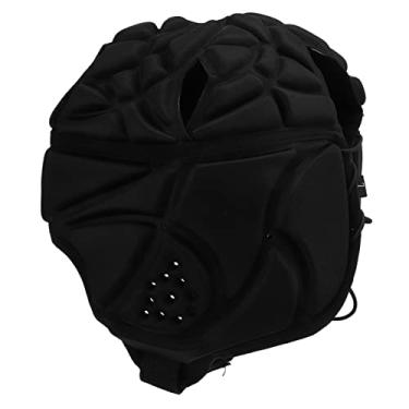 Imagem de Capacete de futebol americano à prova de choque EVA, protetor de cabeça de futebol anti-amortecimento Corda ajustável de alta elasticidade para futebol adulto para escalada(Preto)