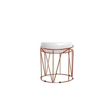 Imagem de Puff Aramado Redondo Bronze Babu Corano Branco - V&G Decor