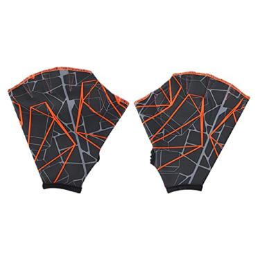 Imagem de Fancyes Nadadeiras de Natação 1 Par Unissex Tipo Sapo Cintas de Silicone Nadadeiras de Mão Nadadeiras Palm Finger Webbed Paddle Esportes Aquáticos, cinza laranja S