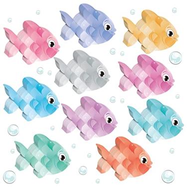 Imagem de Pacote com 100 mini acentos de peixes coloridos recortes criativos de peixes produtos de ensino papel oceano material escolar tema oceano educação infantil materiais para decoração de quadro de avisos escolar