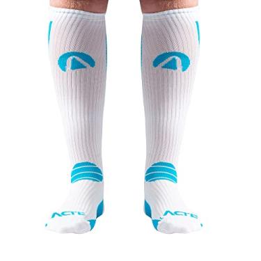 Imagem de Acte, Meia de Compressão - Branco e Azul Turquesa