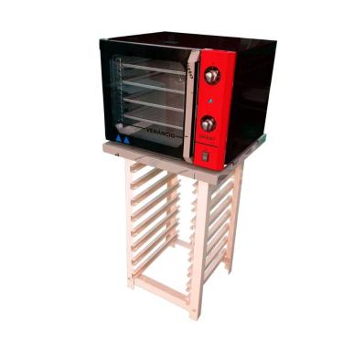 Imagem de KIT - Forno Turbo Convector Smart Basic. Preto e Vermelho FCSB4E 220v + Bancada Mes-004 - Venâncio