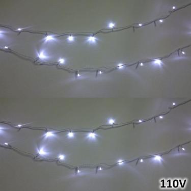 Imagem de Cordão 100 LEDs 10m Branco 110VOLTS Fio Branco Fixo CBRN0685
