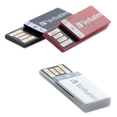 Imagem de Verbatim Pen Drive USB 2.0 de 8 GB, sem tampa, resistente à água, poeira e descarga estática, pacote com 3 - preto, branco, vermelho 98674