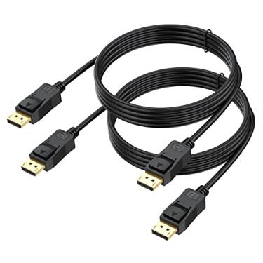 Imagem de Cabo de porta de exibição de 3 metros, cabo DisplayPort para DisplayPort DP para DP 10' 4K [1440p@144Hz, 4K@60Hz] – preto, banhado a ouro