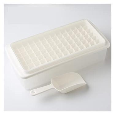 Imagem de Bandeja de cubo de gelo 98 grade pequena cubo de gelo caixa de molde com tampa colher moldes de picolé bandeja de sorvete diy barra de ferramentas acessórios de cozinha molde de cubo de gelo (cor: branco 98 Cubo)