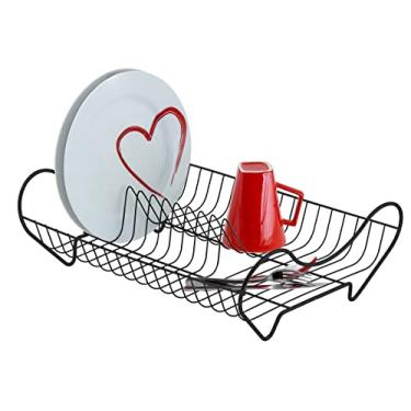 Imagem de Escorredor de Louça Preto 10 Pratos Espaço para Talher Secador Organização Cozinha