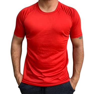 Imagem de Camiseta Esporte Treino Academia Básica Masculino 100% Poliéster (G, Vermelho)