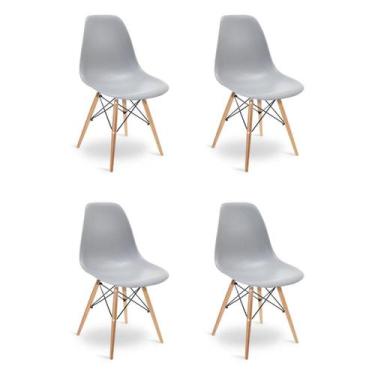 Imagem de Kit 4 Cadeiras Charles Eames Eiffel Wood Design Jantar Cinza - Soffi