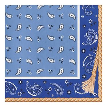 Imagem de Creative Converting 317385 16 guardanapos de almoço de papel, bandana azul caubói