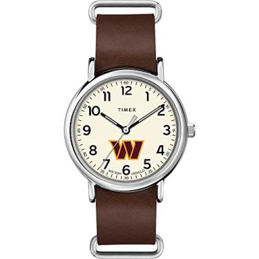 Imagem de Timex Tribute Pulseira masculina NFL Weekender 40 mm de couro quartzo, marrom, 20 relógio casual (modelo: TWZFCOMMUYZ)