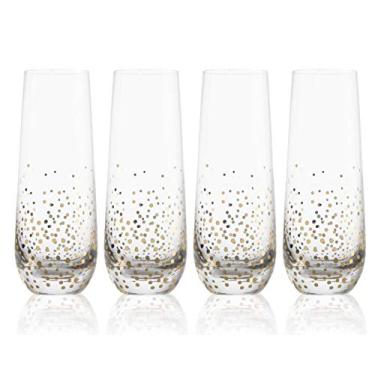 Imagem de Trinkware Taças de Champanhe sem Haste com Brilho Dourado - Conjunto de 4 Óculos Mimosa de 120 ml