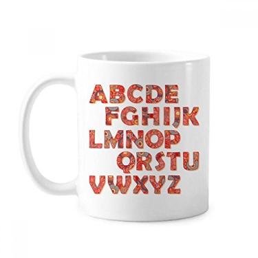 Imagem de Flor Folha A letra A-Z Padrão Caneca Cerâmica Cerâmica Xícara Porcelana Café Talheres