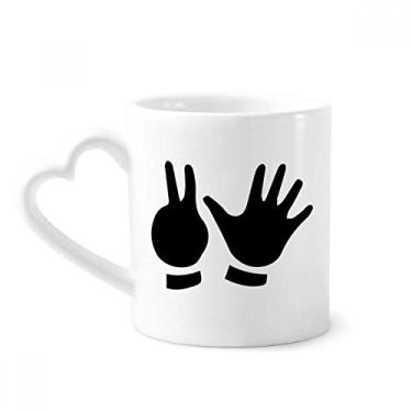 Imagem de Caneca com estampa de contorno de dois cinco gestos caneca de café cerâmica copo de coração de vidro