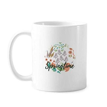 Imagem de Caneca de cerâmica para pintura de plantas de flor laranja branca cerâmica xícara de café louça