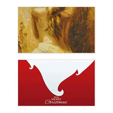 Imagem de Blonde Back Babe Girl Pretty Gal Holiday Merry Christmas Cartão de parabéns com mensagem de Natal