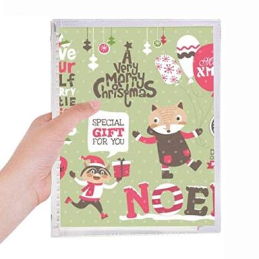Imagem de Caderno de folhas soltas para festivais de Natal com animais e folhas recarregáveis