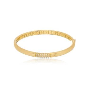 Imagem de BRACELETE LISO COM DETALHES EM ZIRCÔNIAS BANHADO A OURO