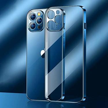 Imagem de Capa de telefone quadrada transparente para iPhone 13 14 11 12 Pro XS Max Mini X XR 7 8 Plus SE 2020 2022 TPU capa macia, azul, para iPhone13 Pro