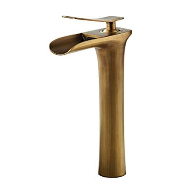 Imagem de LIDON Torneira da pia do banheiro Torneiras do banheiro Manípulo único um furo Torneira do banheiro Torneira da vaidade do banheiro Torneiras do banheiro para pia 1 furo para exterior, ouro A (cor: antigo B)