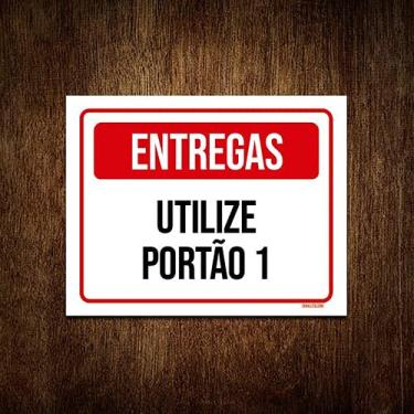 Imagem de Placa De Sinalização - Entregas Utilize Portão 1 36x46