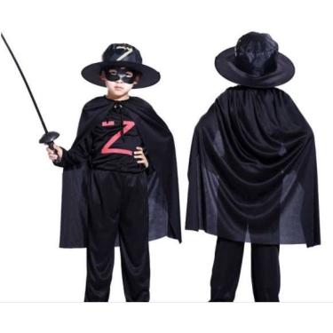 Imagem de Fantasia Capa De Zorro Infantil Vampiro Bruxo Ou Bruxa