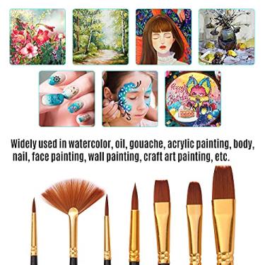 Imagem de LUGU 7 pçs/set Art Paint Brushes Set Round & Flat & Filbert & Fan Tips Pincéis de desenho profissional elo de nylon o de madei pa aquarela Acrílico Ó Guache Pintu corpo l