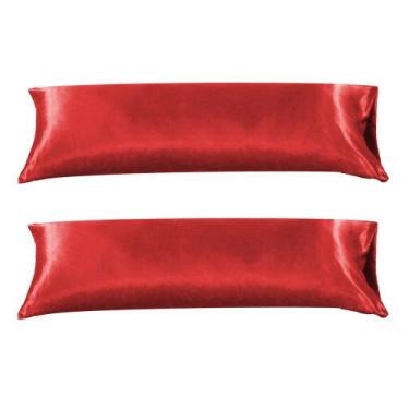 Imagem de 2 Fronha Capa Travesseiro Xuxão Cetim Vermelho 1,30X0,40 - Confecções