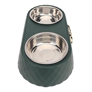 Imagem de Tigelas Duplas para Animais de Estimação, Tigelas de água para Alimentos para Animais de Estimação Evitam Escorregões, Lava-louças Removíveis Com Suporte para Cães e Gatos (Verde escuro)