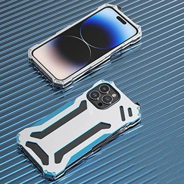 Imagem de Caixa de telefone de metal de armadura mecânica para Iphon 11 12 13 14 Pro Max XR XS X Plus Capa de alumínio oca para dissipação de calor, azul, para iPhone XSMax