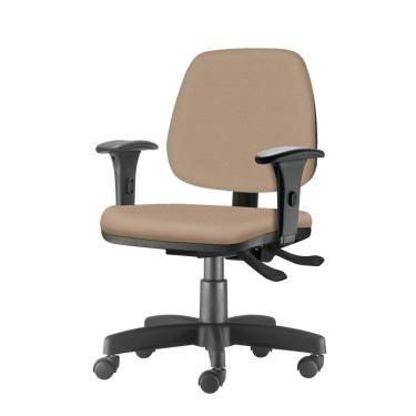 Imagem de Cadeira Job com Bracos Assento Crepe Bege Base Rodizio Metalico Preto - 54600