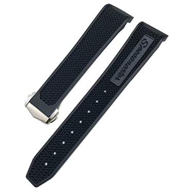 Imagem de DFAMIN 18mm 19mm 21mm 22mm Borracha Silicone Watchband 20mm Para Omega Moonwatch Speedmaster Seamaster 300 Planet Ocean AT150 Pulseira de relógio macia (Cor: Preto Preto, Tamanho: 20mm)