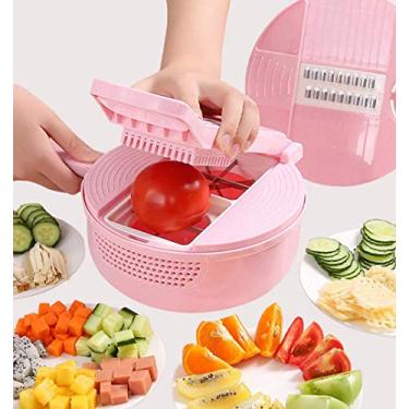 Imagem de cortador de bandolim, cortador de legumes multifuncional para cozinha 10 em 1, cortador de alimentos 6 em aço inoxidável substituível com protetor de mão separador de ovo e descascador de batata, frutas, etc.