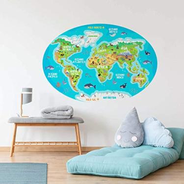 Imagem de Adesivo Mapa Mundi Infantil para Quarto 106x72cm