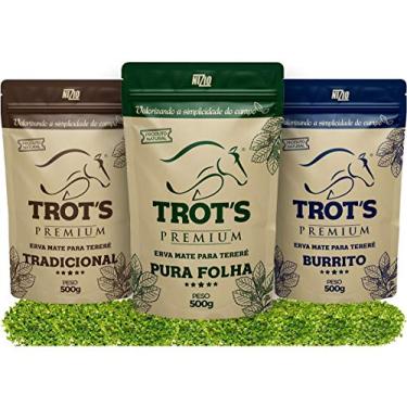 Imagem de Kit 3un Erva Mate Tereré Trot's Premium 500g 1 Tradicional 1 Pura Folha 1 Burrito