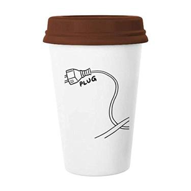 Imagem de Plug Line – Caneca de pintura à mão, copo de cerâmica para café