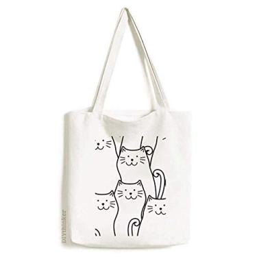 Imagem de Bolsa de lona Smiling Cat Protect Animal Pet Lover, bolsa de compras casual