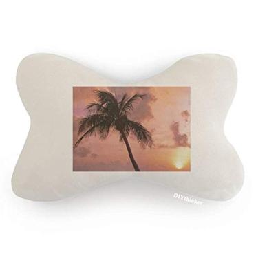 Imagem de DIYthinker Almofada para decoração de pescoço e almofada para encosto de cabeça com imagem de árvore de barco e praia Ocean Sand Beach