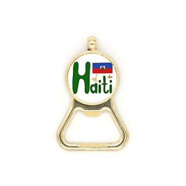 Imagem de Chaveiro de aço inoxidável com a bandeira nacional do Haiti com padrão azul e vermelho
