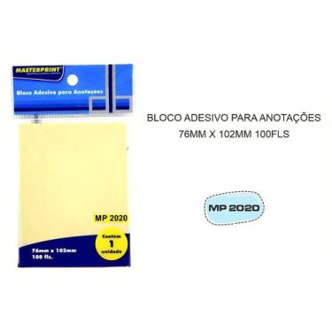 Imagem de Bloco De Notas Adesivas Amarelo 76X102mm Com 100 Folhas Masterprint Mp