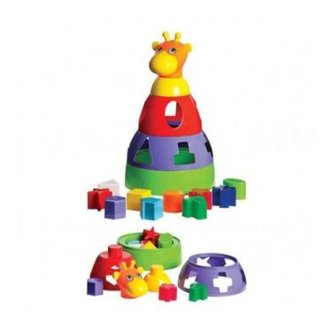 Imagem de Girafa Brinquedo Didático Para Bebês Com Formas Geométricas Mercotoys