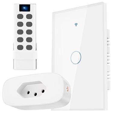 Imagem de Kit Casa Inteligente, 3 Itens, 1 Tomada Inteligente 16A WiFi, 1 4x2 Interruptor Touch WiFi Inteligente 1 botões, 1 RF433 Controlo Remoto – Compatível com Alexa