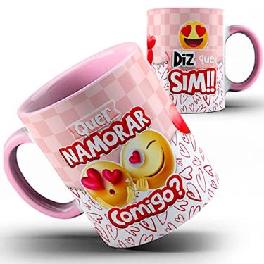 Imagem de Caneca namorados emoji Quer namorar comigo (Rosa)