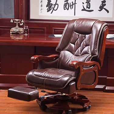 Imagem de Cadeira executiva comercial ergonômica de couro colado com encosto alto, cadeira de escrivaninha com encosto alto de 400 lbs Cadeira executiva de couro colado, encosto alto ergonômico para suporte