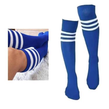 Imagem de Meia Colegial 3/4 Unissex com Listras 5 opções cores: Meião Cosplay Lolita