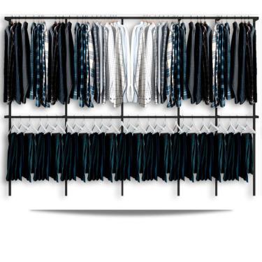 Imagem de Arara cabideiro aramado trilho parede closet loja suspenso Pt 4,00 m